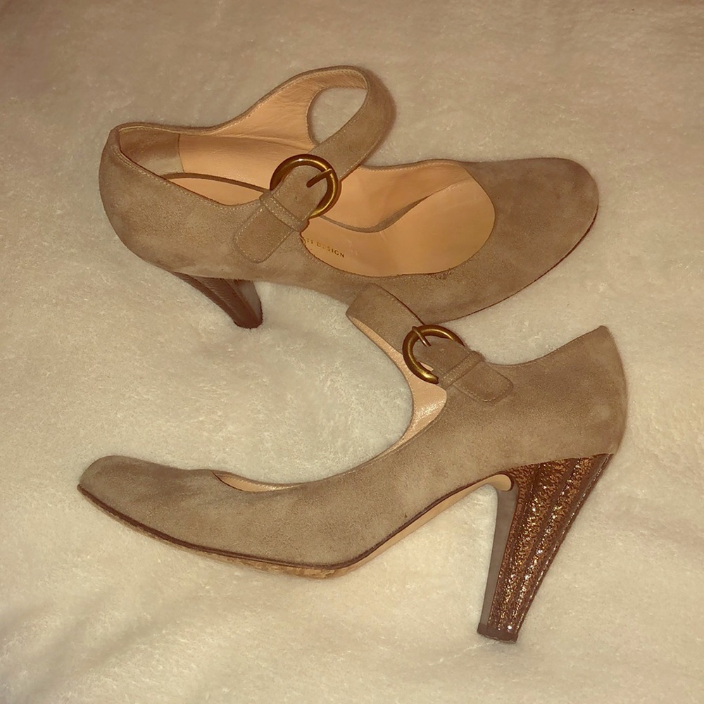 Giuseppe Zanotti Suede Pewter Heels